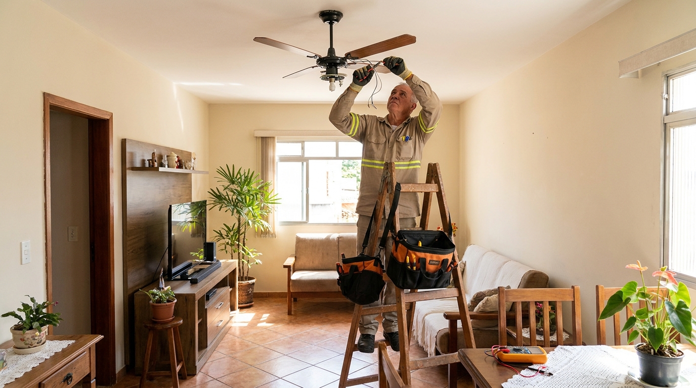 Montagem de ventilador de teto em Guarulhos‑SP